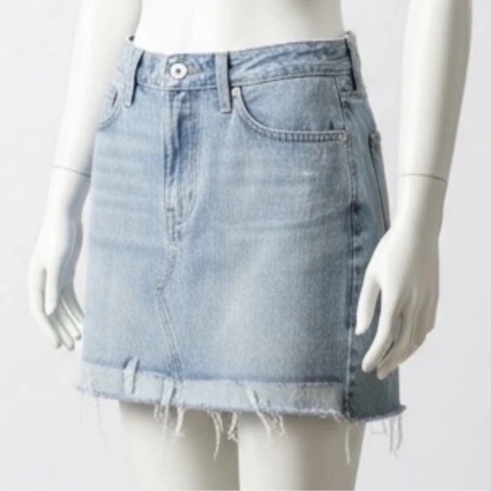 Adriano Goldschmied AG Sandy Denim Jean Mini Skirt Women 26 Light Wash Raw Hem